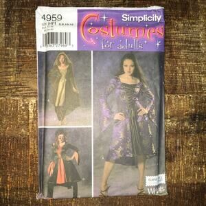 Simplicity Sewing Pattern 4959 Costume Hocus Pocus Y2K Witch Halloween 6-12UNCUT